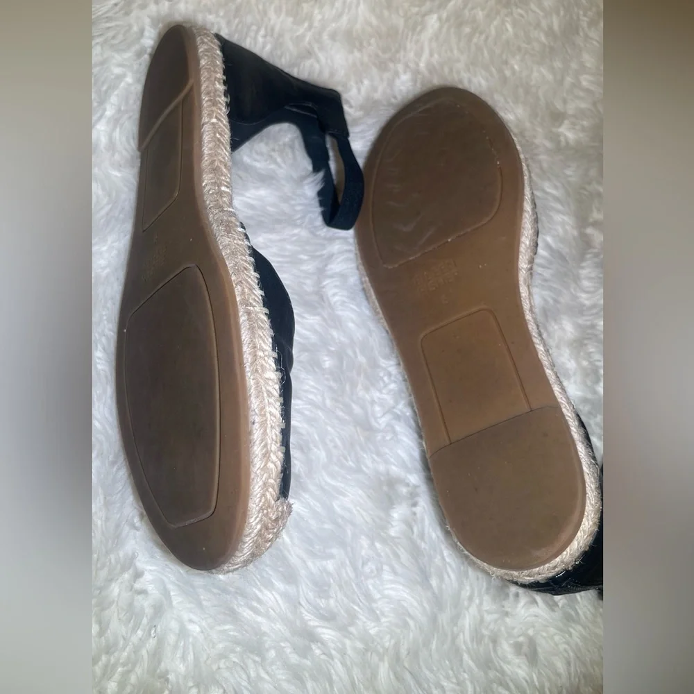 Eileen Fisher Black women’s Leather Espadrilles flat sandals size 8